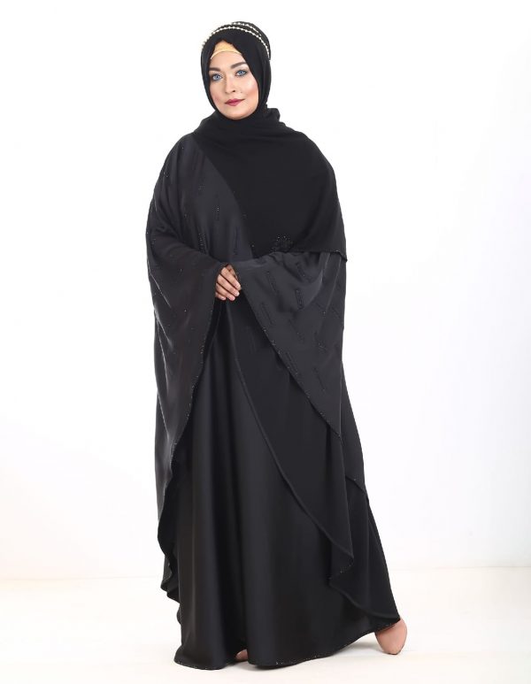 Black Abaya with Gorgeous Stone Works - Image 2