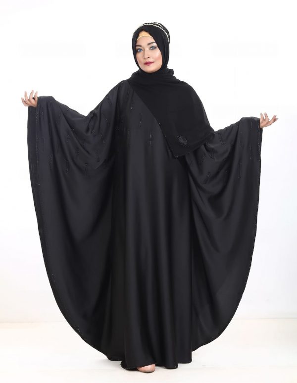 Black Abaya with Gorgeous Stone Works - Image 3