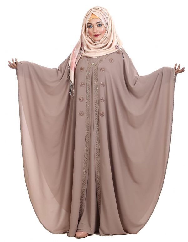 Cream Color Abaya with Embroidery Works - Image 2