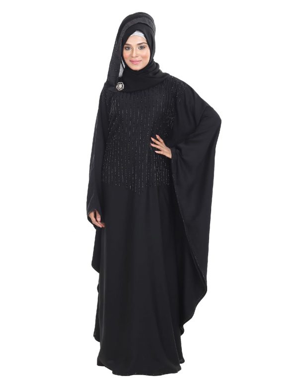 Black Party Abaya with Gorgeous Stone Works - Image 3