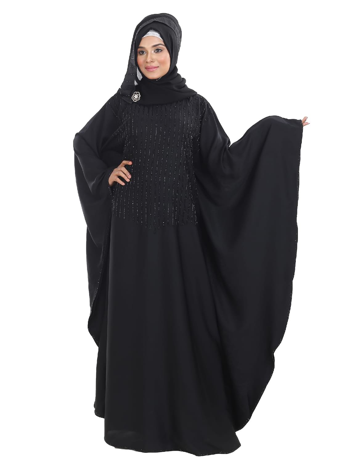 Black Party Abaya with Gorgeous Stone Works