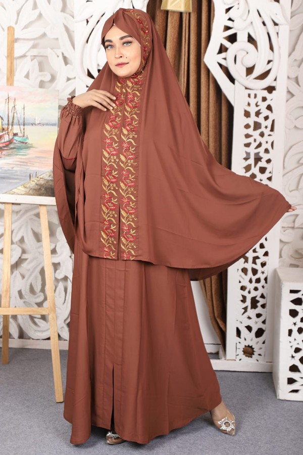 Coffee Color Cape Borka With Embroidery Work